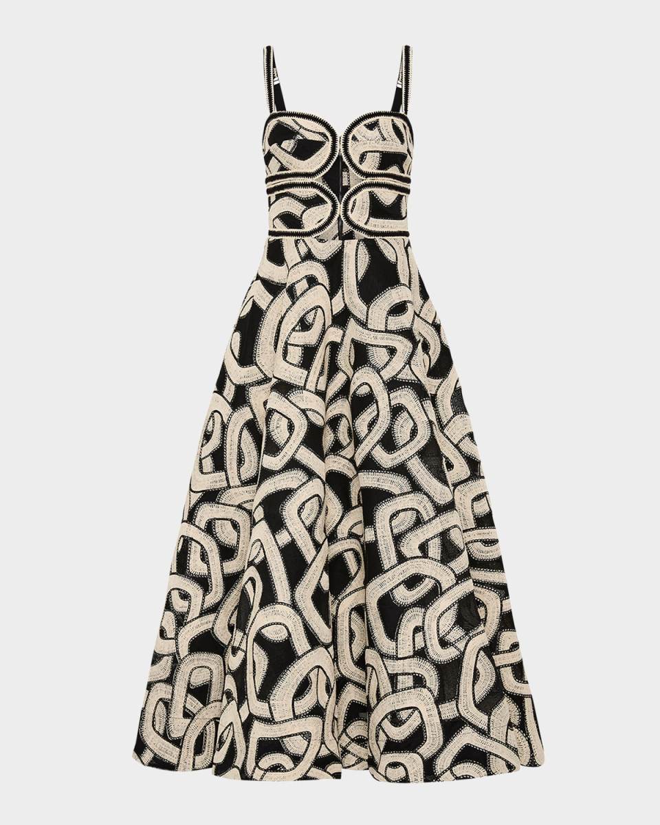 Catena Cutout Mesh-Embroidered Midi Dress
